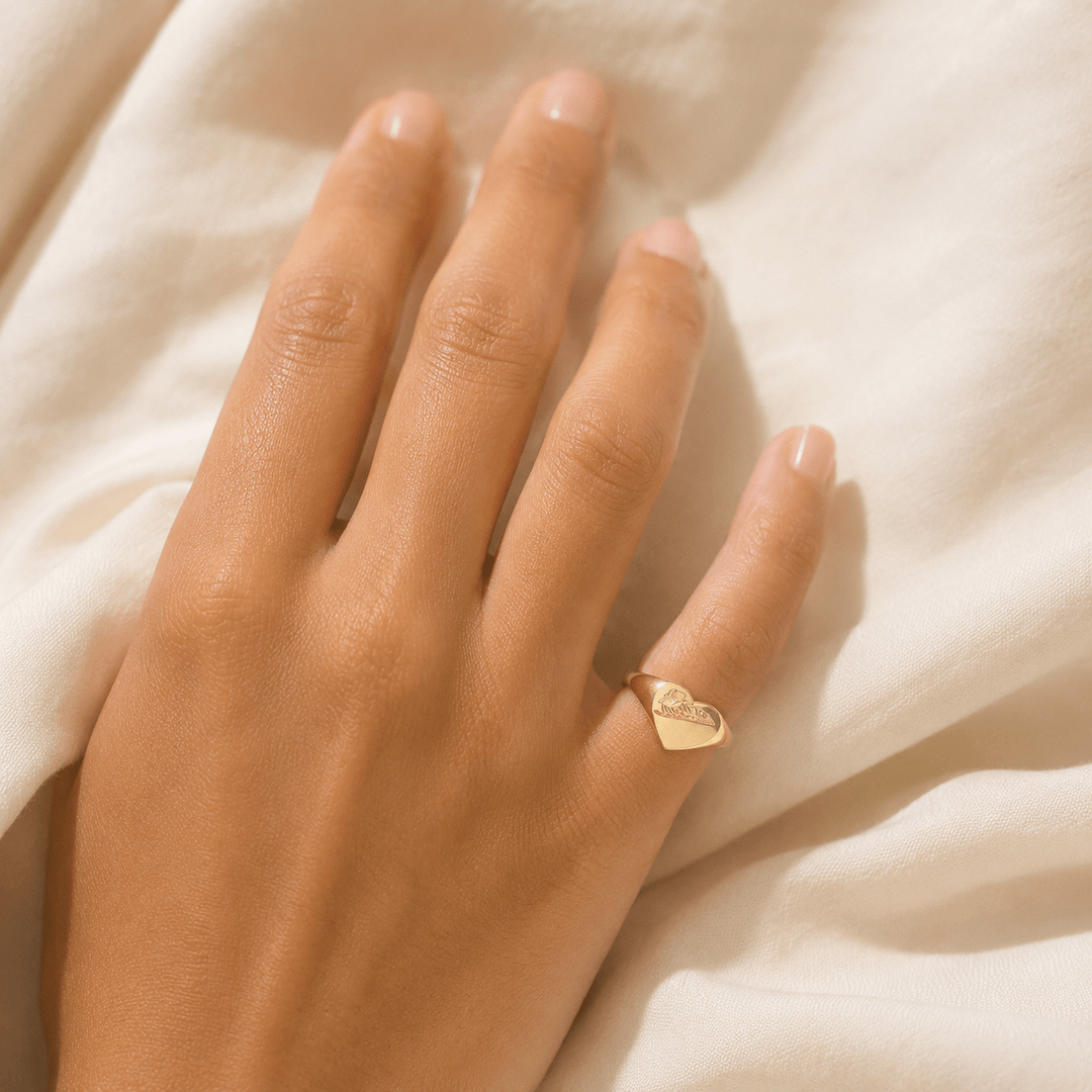 18ct Gold Vermeil Heart Signet Ring by Blackbird Jewellery | Handmade jewellery