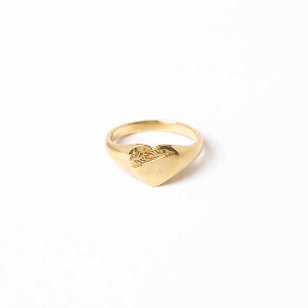 18ct Gold Vermeil Heart Signet Ring by Blackbird Jewellery | Handmade jewellery