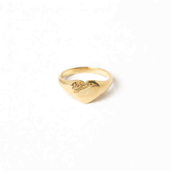 18ct Gold Vermeil Heart Signet Ring by Blackbird Jewellery | Handmade jewellery