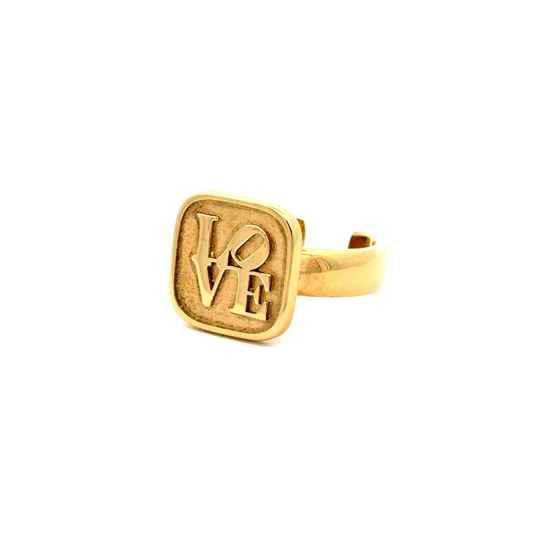 18ct Gold Vermeil Graffiti Love Ring by Blackbird Jewellery | Handmade jewellery