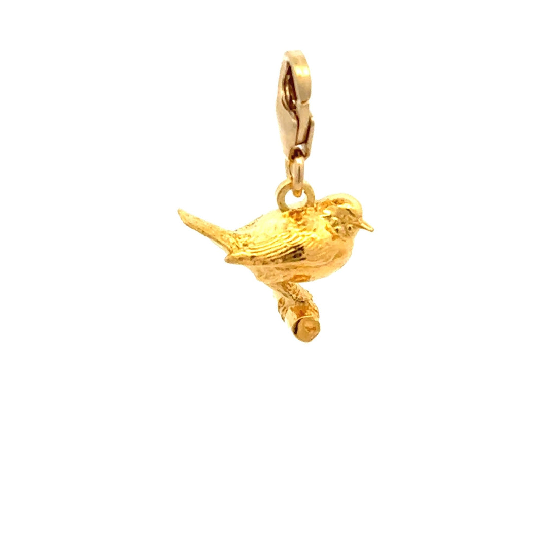 18ct Gold Vermeil Robin Clip - On Charm by Blackbird Jewellery | Handmade jewellery