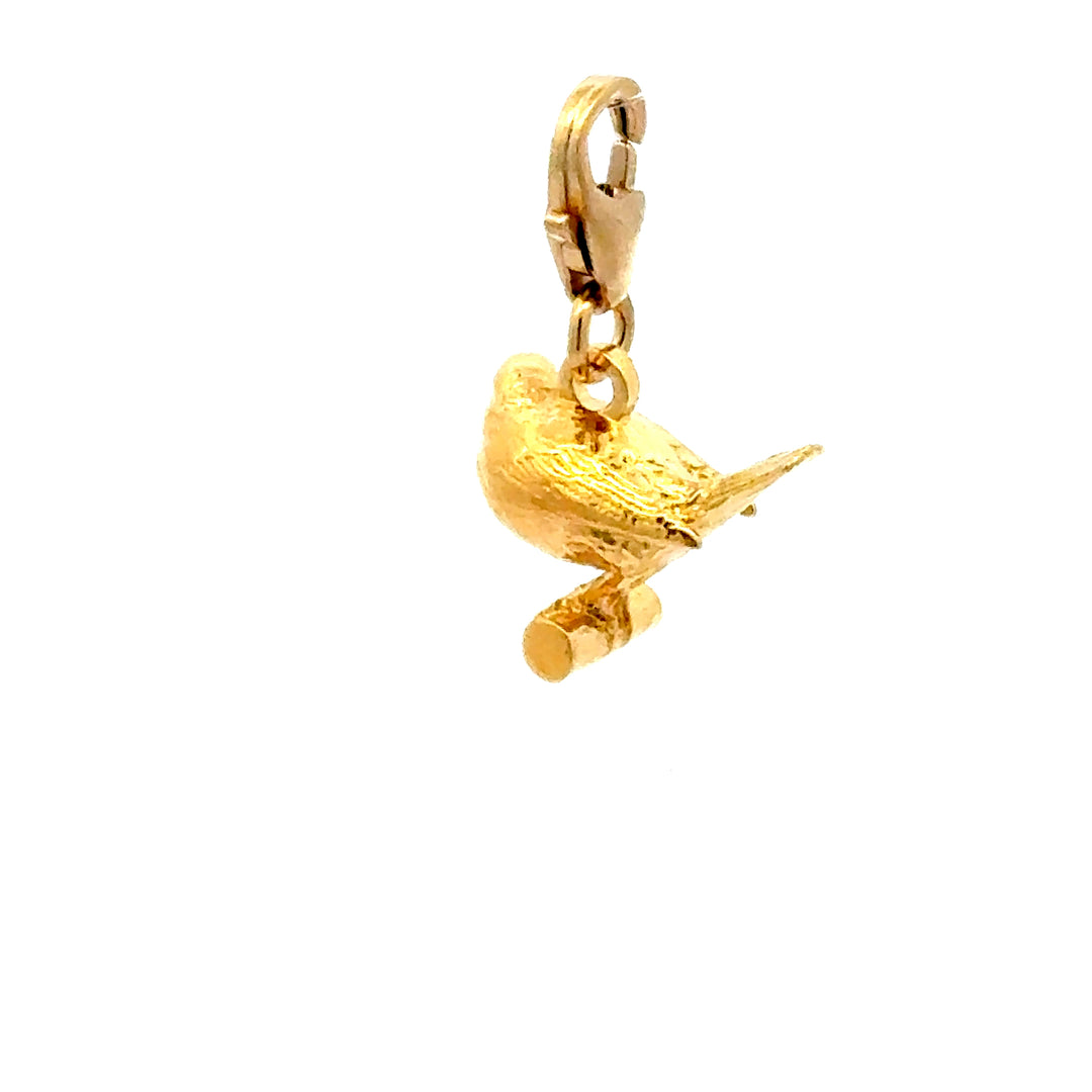 18ct Gold Vermeil Robin Clip - On Charm by Blackbird Jewellery | Handmade jewellery