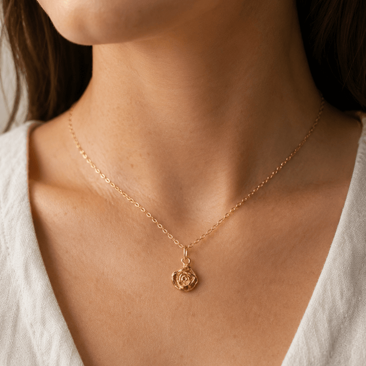 18ct Gold Vermeil Rose Necklace by Blackbird Jewellery | Handmade jewellery