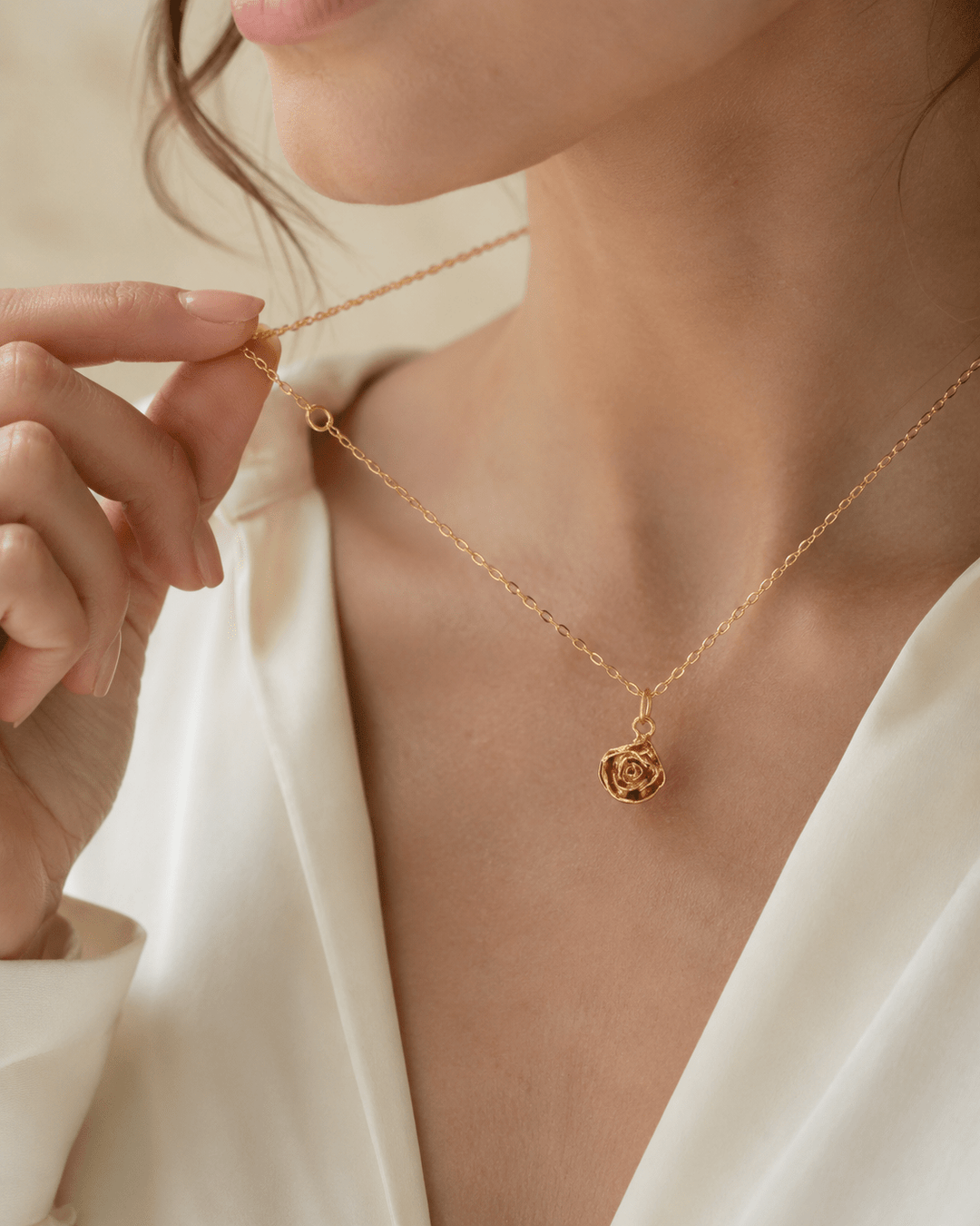 18ct Gold Vermeil Rose Necklace by Blackbird Jewellery | Handmade jewellery