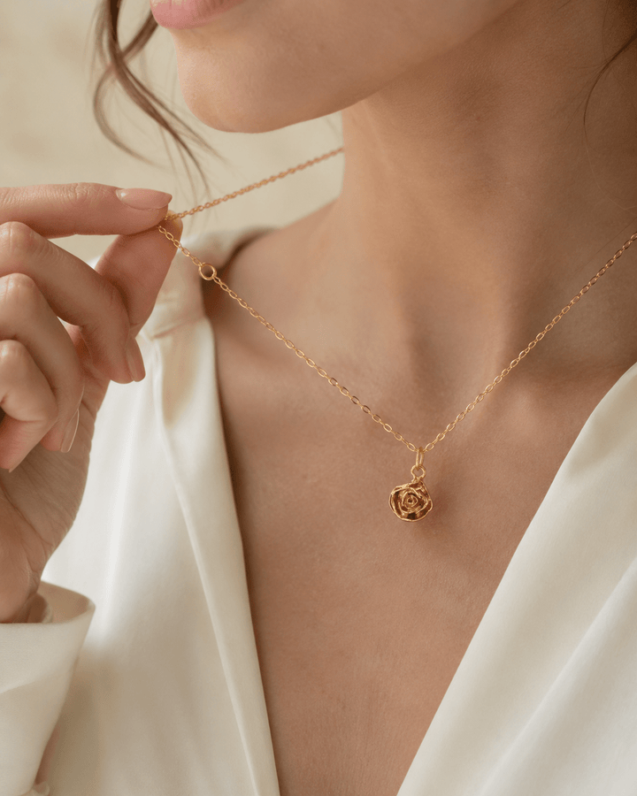 18ct Gold Vermeil Rose Necklace by Blackbird Jewellery | Handmade jewellery