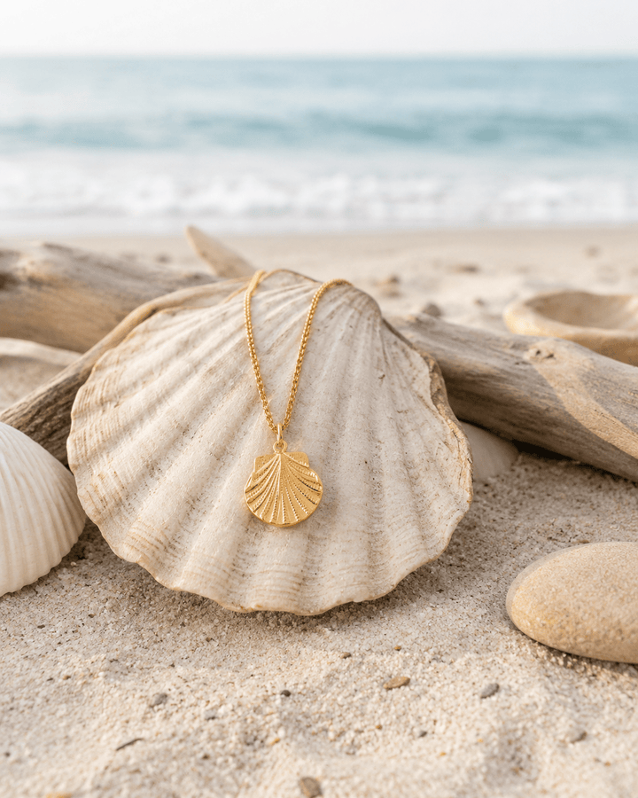 18ct Gold Vermeil Scallop Shell Necklace by Blackbird Jewellery | Handmade jewellery
