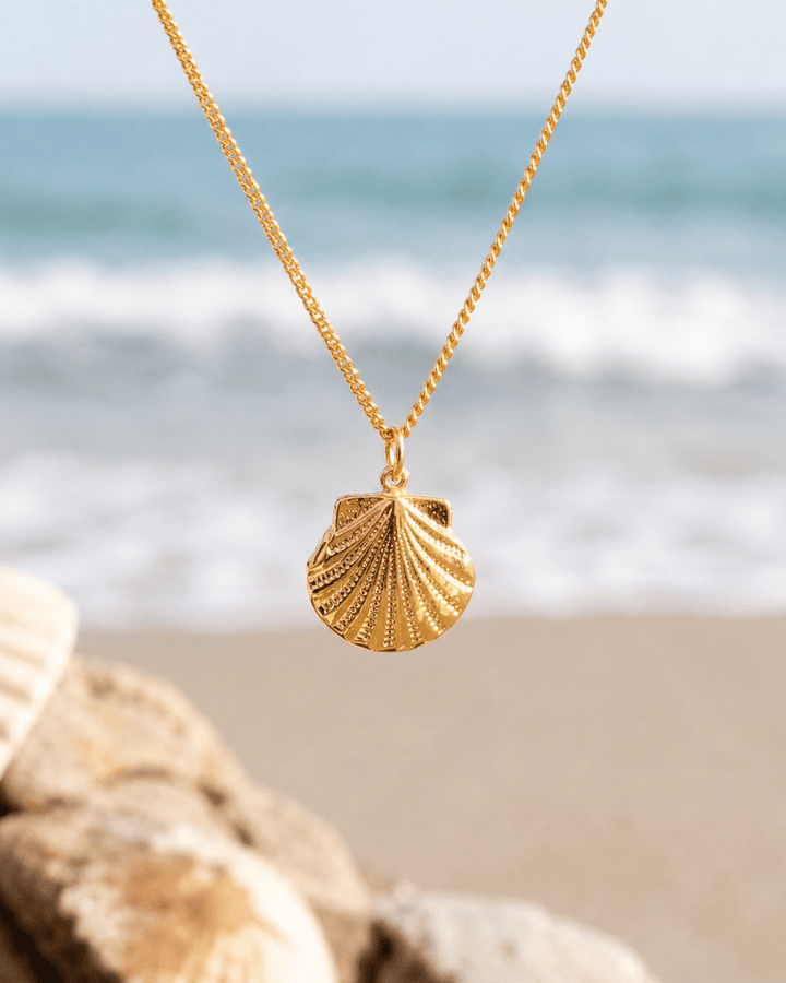 18ct Gold Vermeil Scallop Shell Necklace by Blackbird Jewellery | Handmade jewellery