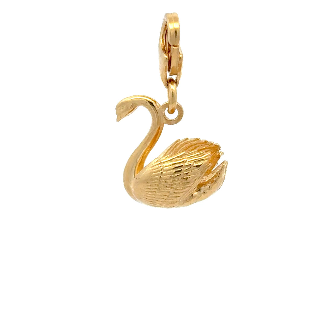 18ct Gold Vermeil Swan Clip - On Charm by Blackbird Jewellery | Handmade jewellery