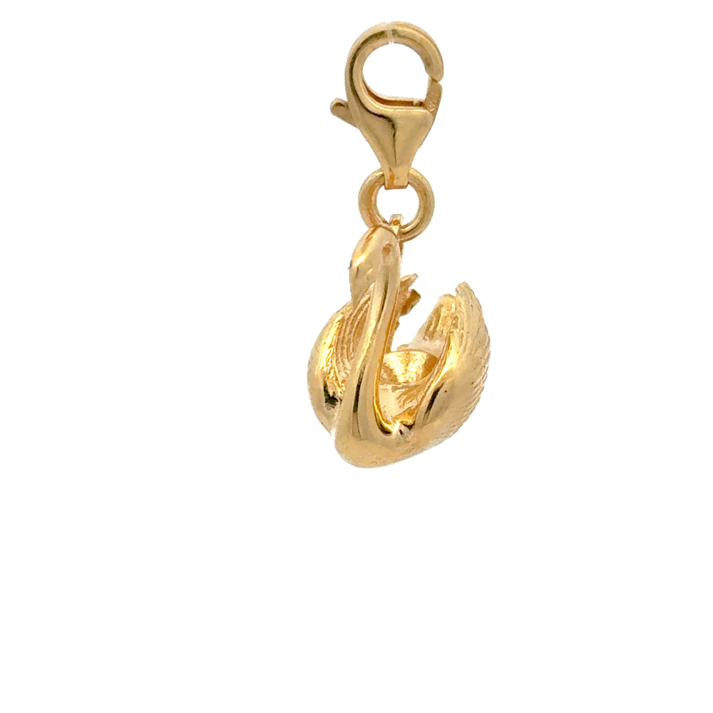 18ct Gold Vermeil Swan Clip - On Charm by Blackbird Jewellery | Handmade jewellery