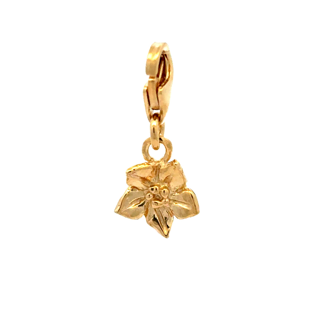 Blackbird Jewellery 18ct gold vermeil forget-me-not clip-on charm handmade in the UK