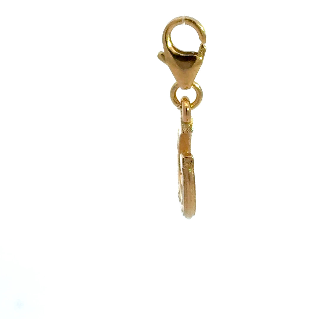 18ct gold vermeil lucky horseshoe clip-on charm handcrafted good luck jewellery by Blackbird Jewellery side 