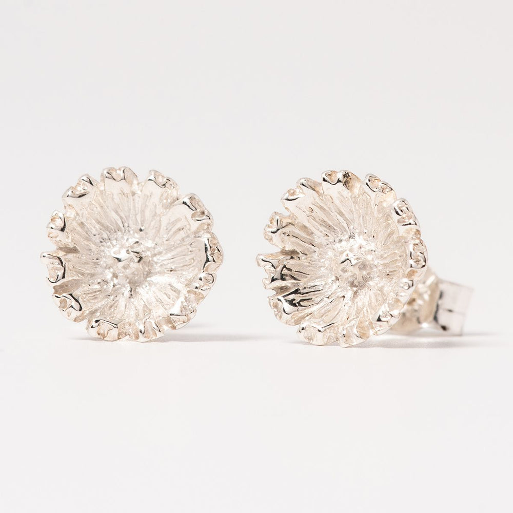 Blackbird Jewellery Handmade April Birth Flower Daisy  Earrings in Sterling Silver