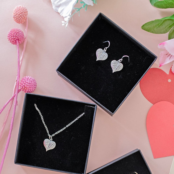 Sterling Silver Heart Leaf Necklace by Blackbird Jewellery | Handmade jewellery