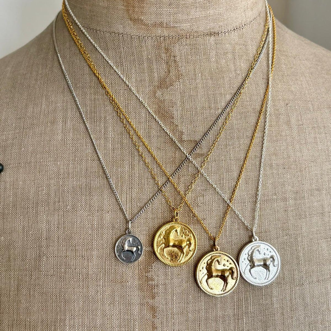Sterling Silver Large Horse Coin Necklace by Blackbird Jewellery | Handmade jewellery