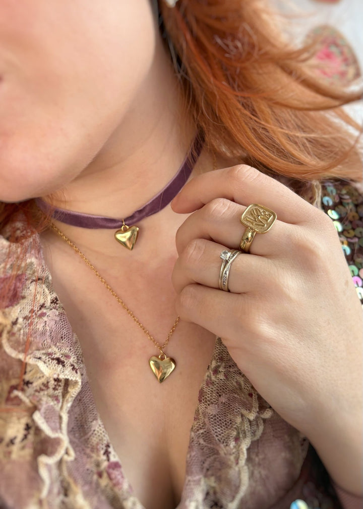 18ct Gold Vermeil Graffiti Love Ring by Blackbird Jewellery | Handmade jewellery