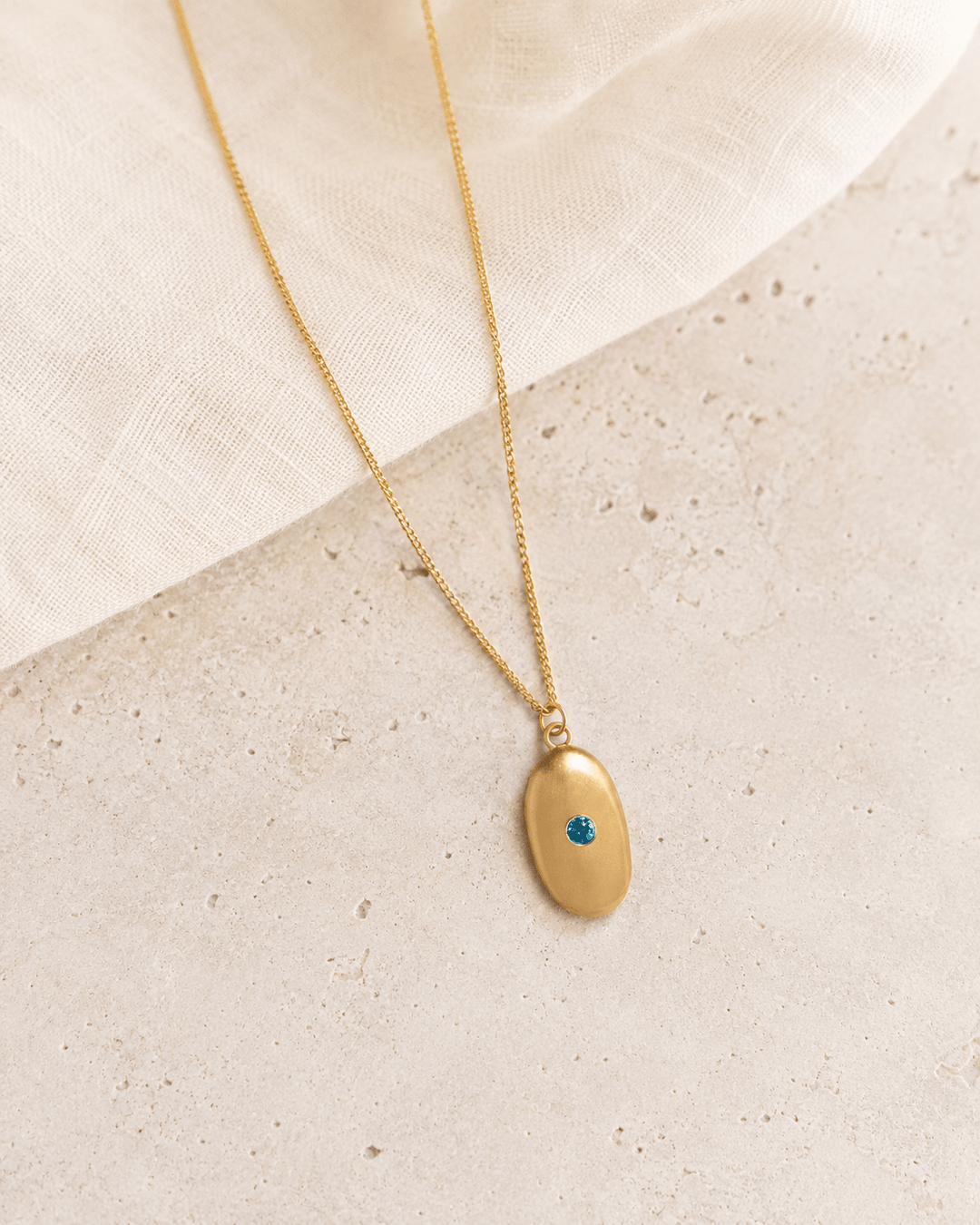 18ct Gold Vermeil Medium Pebble Blue Topaz Necklace by Blackbird Jewellery | Handmade jewellery