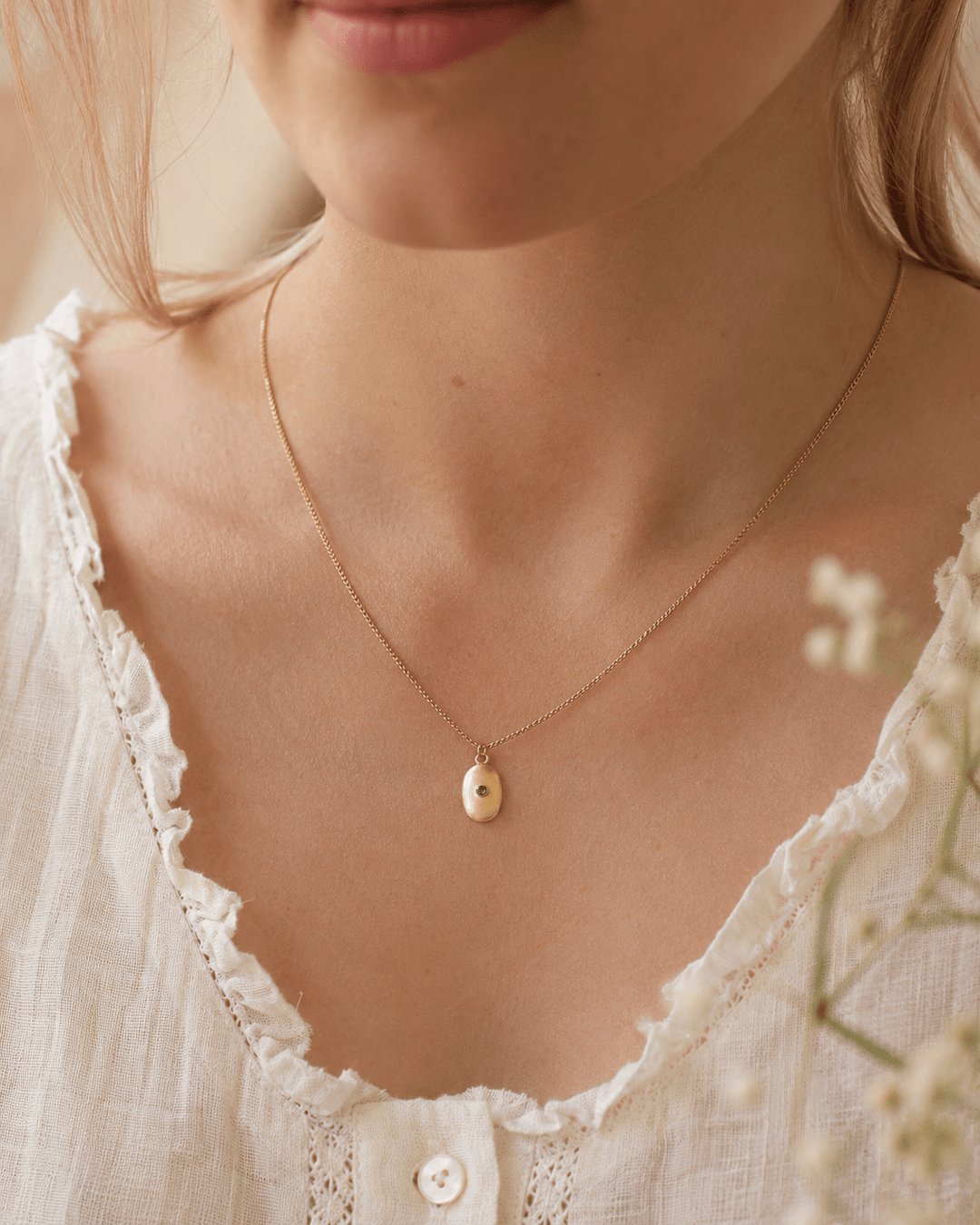 18ct Gold Vermeil Medium Pebble Blue Topaz Necklace by Blackbird Jewellery | Handmade jewellery