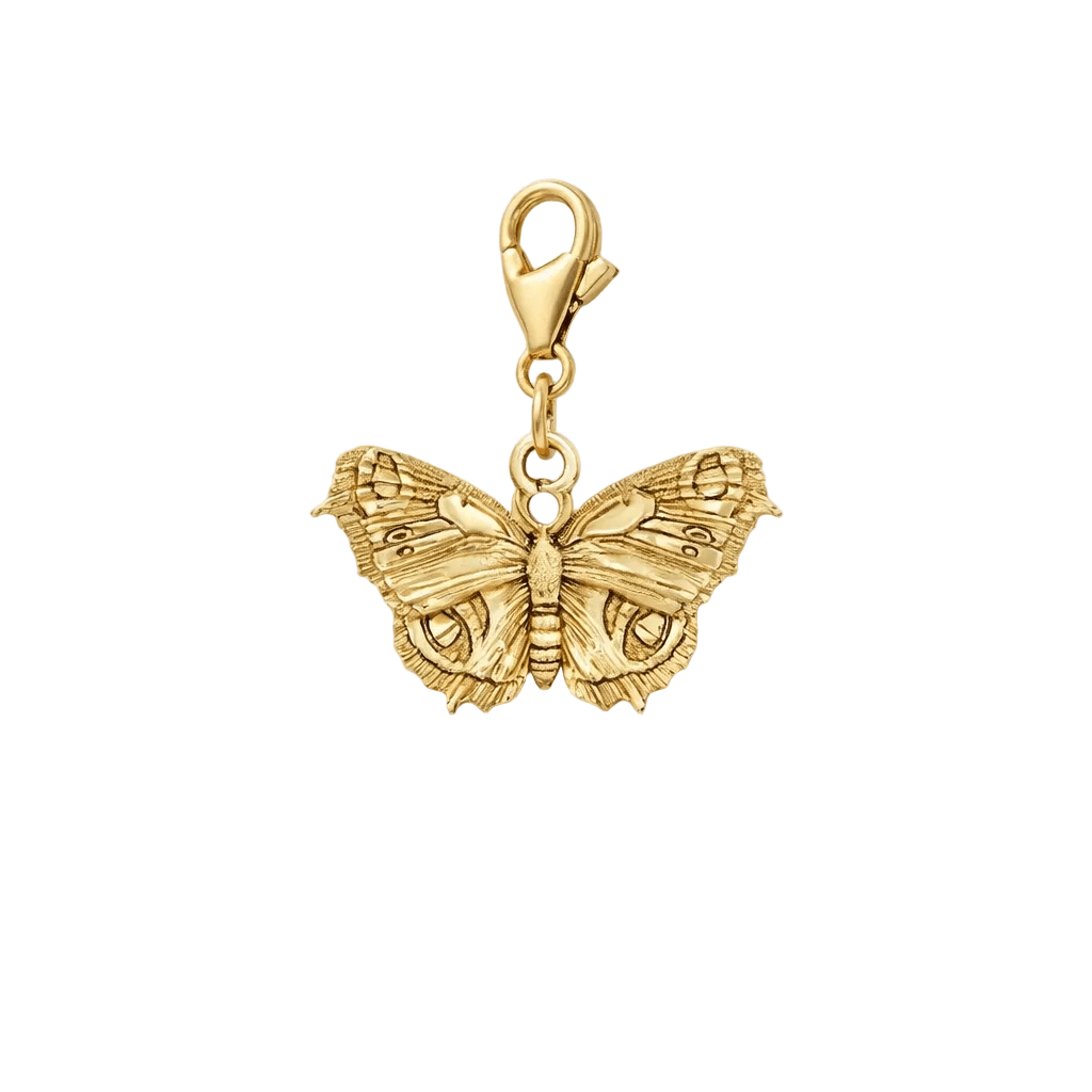 18ct Gold Vermeil Peacock Butterfly Clip - On Charm by Blackbird Jewellery | Handmade jewellery