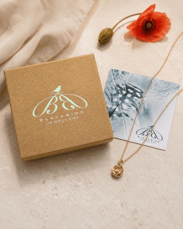 18ct Gold Vermeil Poppy Flower Necklace by Blackbird Jewellery | Handmade jewellery