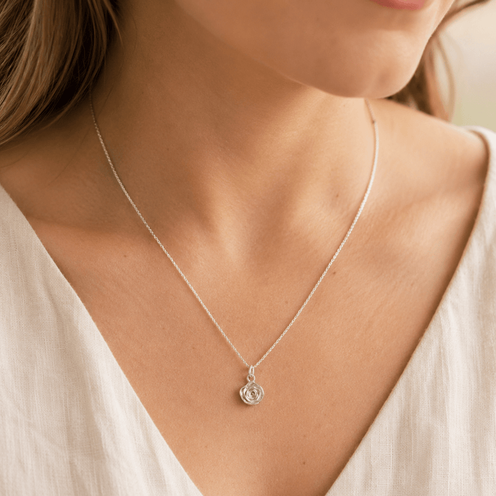 Sterling Silver Rose Necklace by Blackbird Jewellery | Handmade jewellery