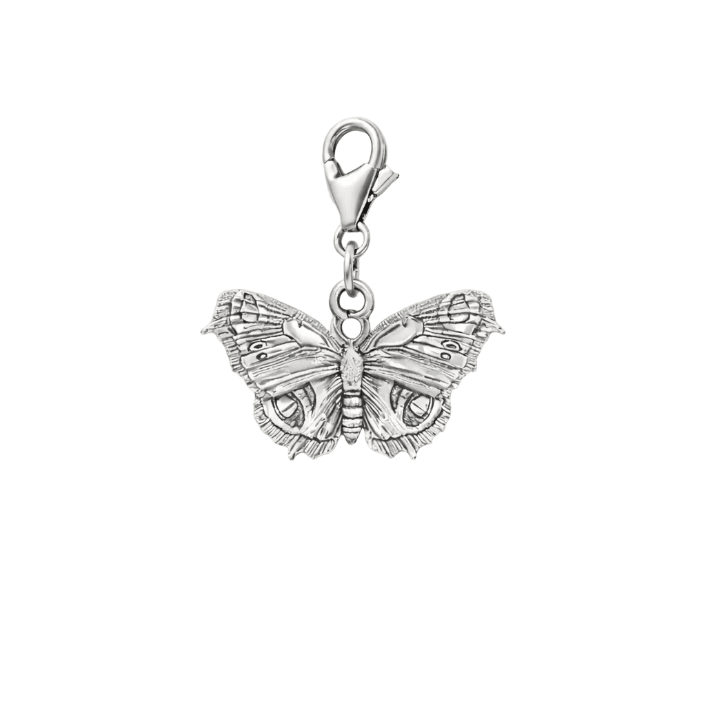 Sterling Silver Peacock Butterfly Clip - On Charm by Blackbird Jewellery | Handmade jewellery