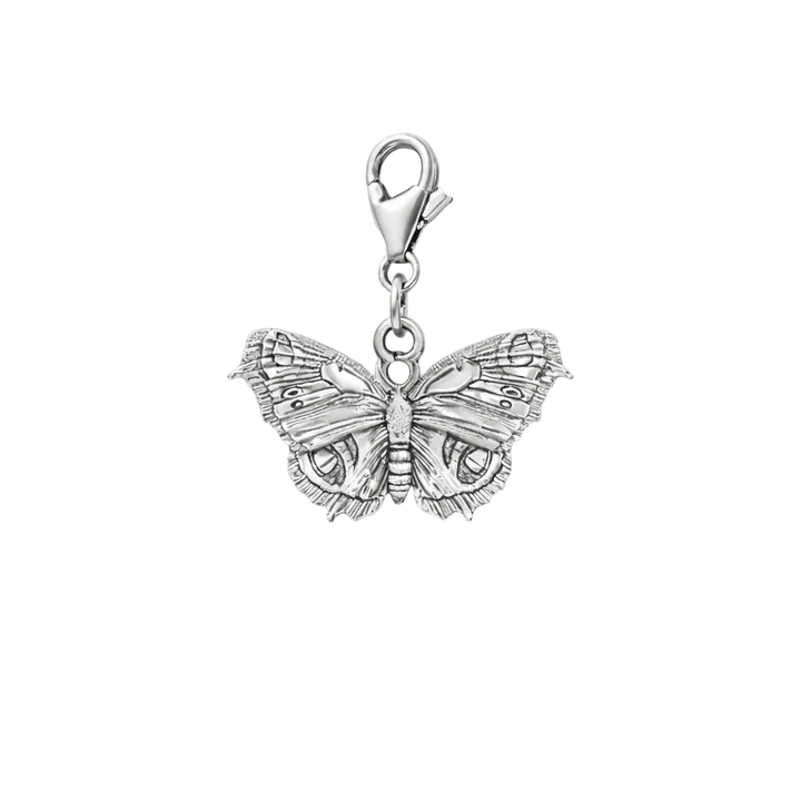 Sterling Silver Peacock Butterfly Clip - On Charm by Blackbird Jewellery | Handmade jewellery
