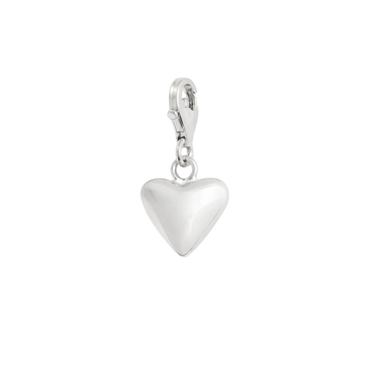 Blackbird Jewellery sterling silver large heart clip-on charm, handmade in the UK