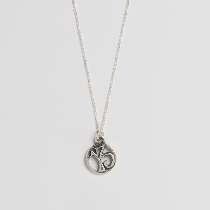 Blackbird Jewellery sterling silver lucky 13 charm necklace on extendable trace chain, handmade in the UK