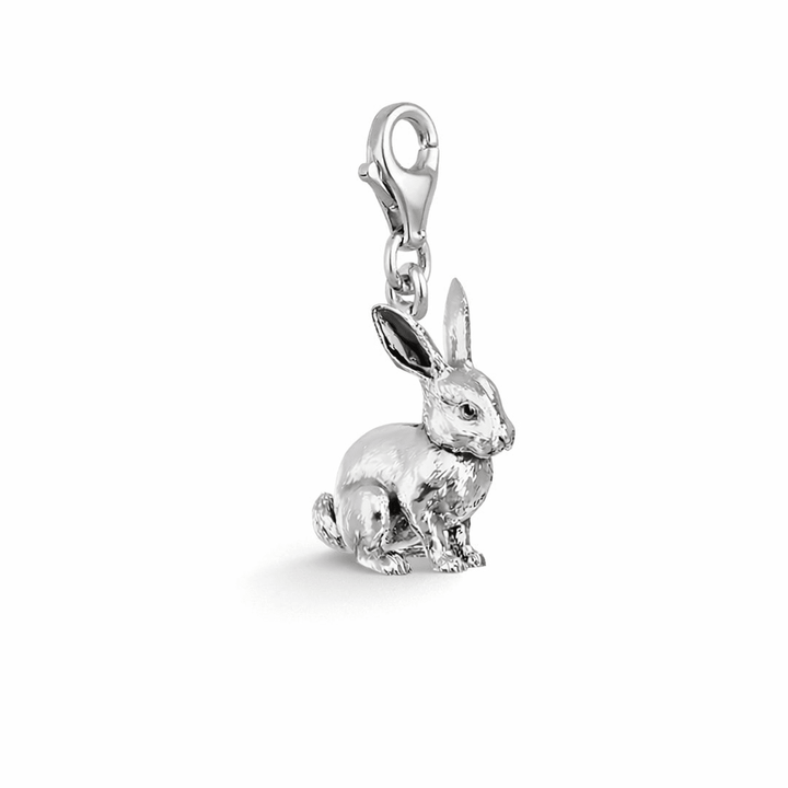 Sterling Silver Rabbit Clip - On Charm by Blackbird Jewellery | Handmade jewellery