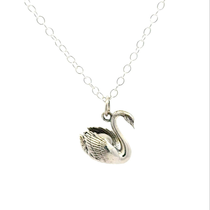 Blackbird Jewellery sterling silver swan with pearl necklace on fine chain