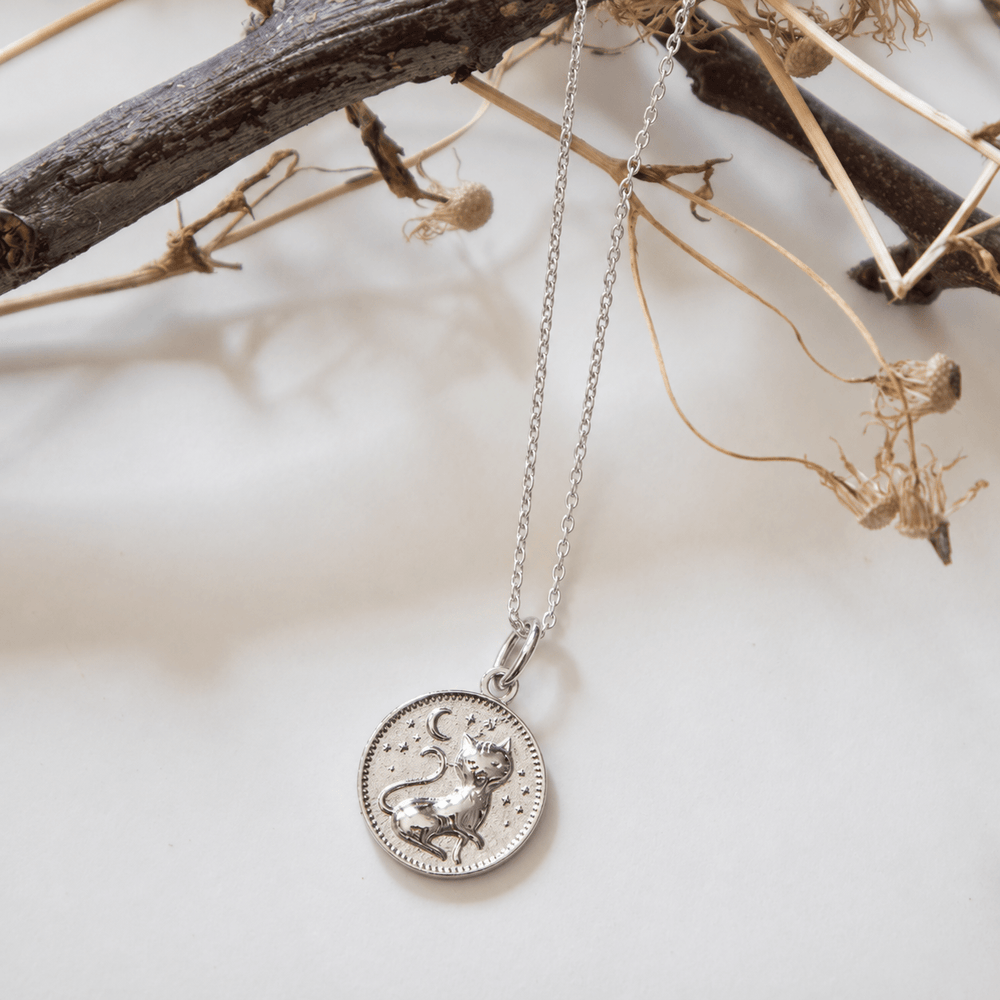 Sterling Silver Witch's Cat Necklace by Blackbird Jewellery | Handmade jewellery