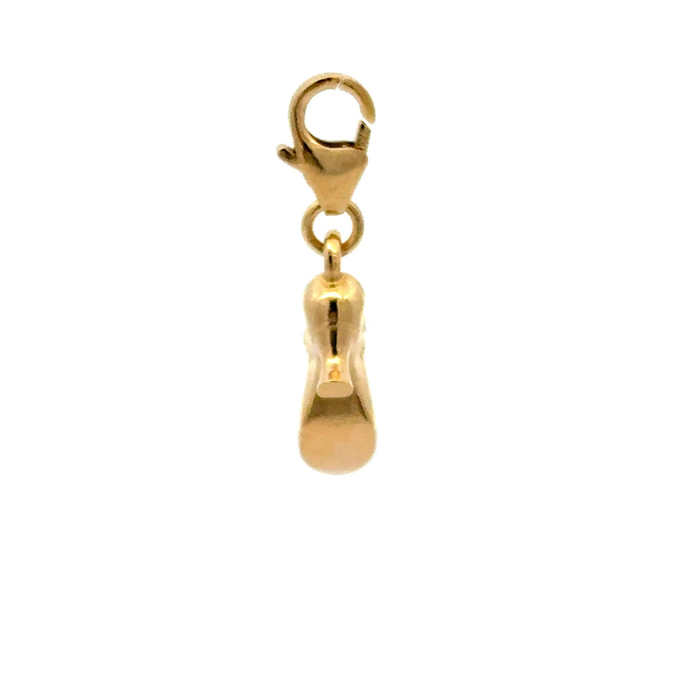 Lucky wedding shoe clip-on charm back in 18ct gold vermeil inspired by Georgian wedding traditions by Blackbird Jewellery