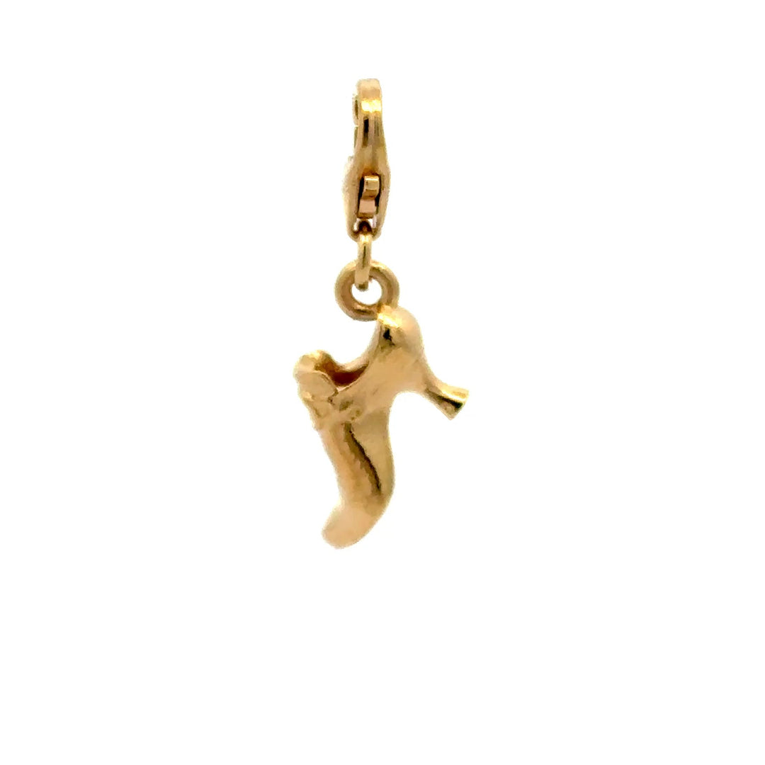 Lucky wedding shoe clip-on charm in 18ct gold vermeil inspired by Georgian wedding traditions by Blackbird Jewellery