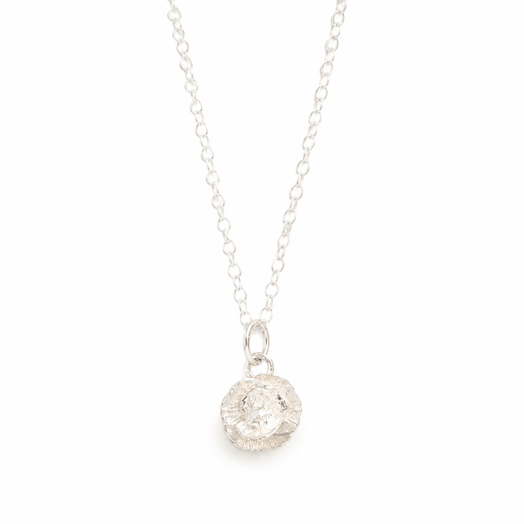 Sterling Silver Poppy Flower Necklace by Blackbird Jewellery | Handmade jewellery