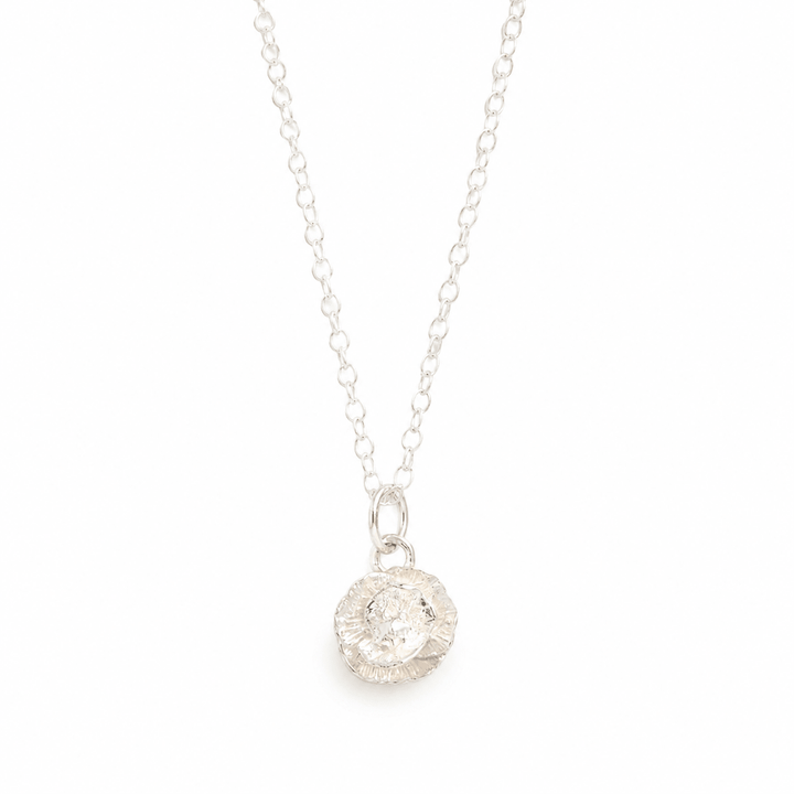 Sterling Silver Poppy Flower Necklace by Blackbird Jewellery | Handmade jewellery