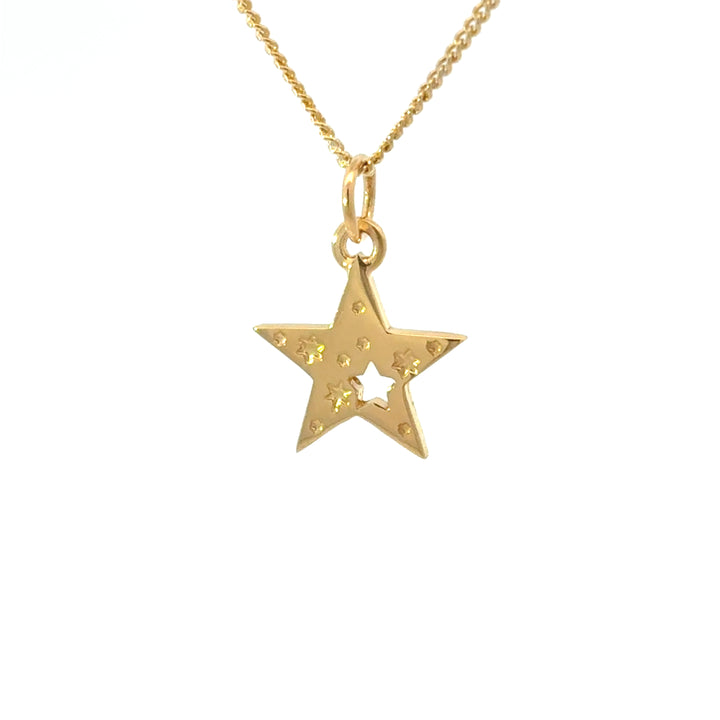 blackbird Jewellery Gold vermeil Medium Sparkle Star necklace with mini star cut-out