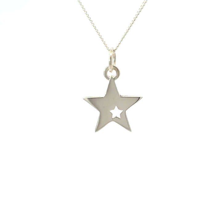 Blackbird Jewellery Reversible silver star pendant with etched tiny stars