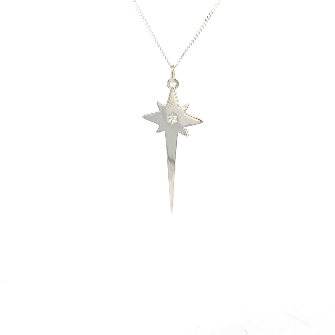 Blackbird & Star sterling silver North Star large necklace on fine chain