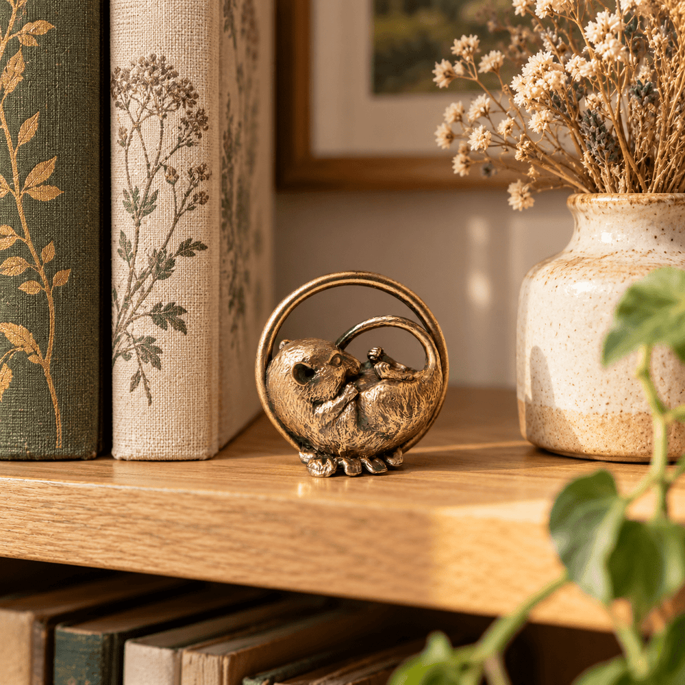 Sleeping Dormouse Miniature Bronze Sculpture by Blackbird Jewellery | Handmade jewellery