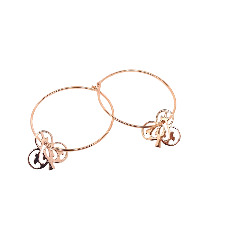 Rose Gold Ace Of Clubs Hoop Earrings
