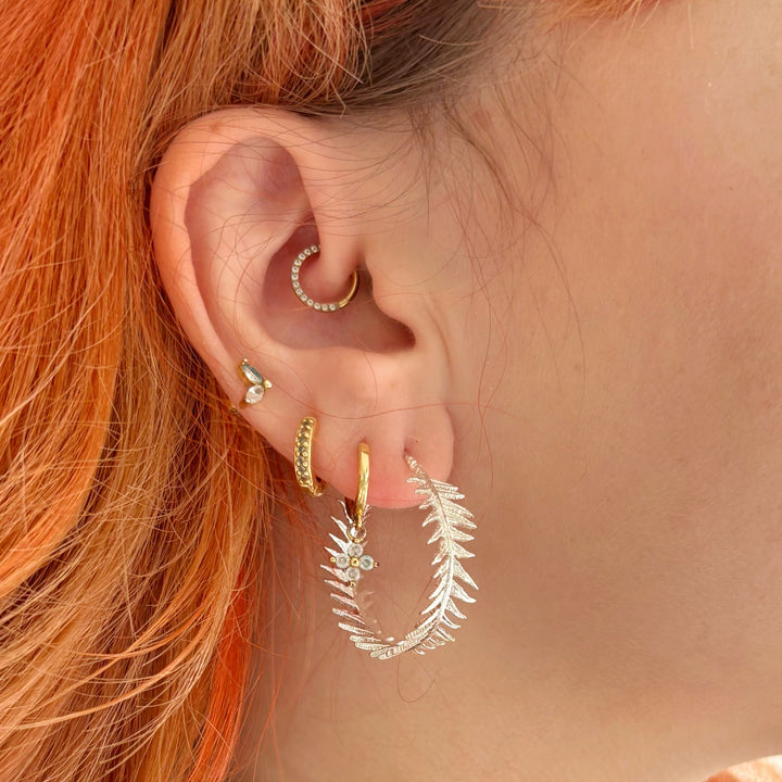 Sterling Silver Fern Hoop Earrings
