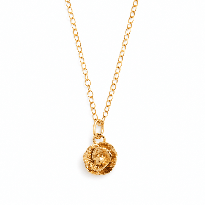 18ct Gold Vermeil Poppy Flower Necklace by Blackbird Jewellery | Handmade jewellery