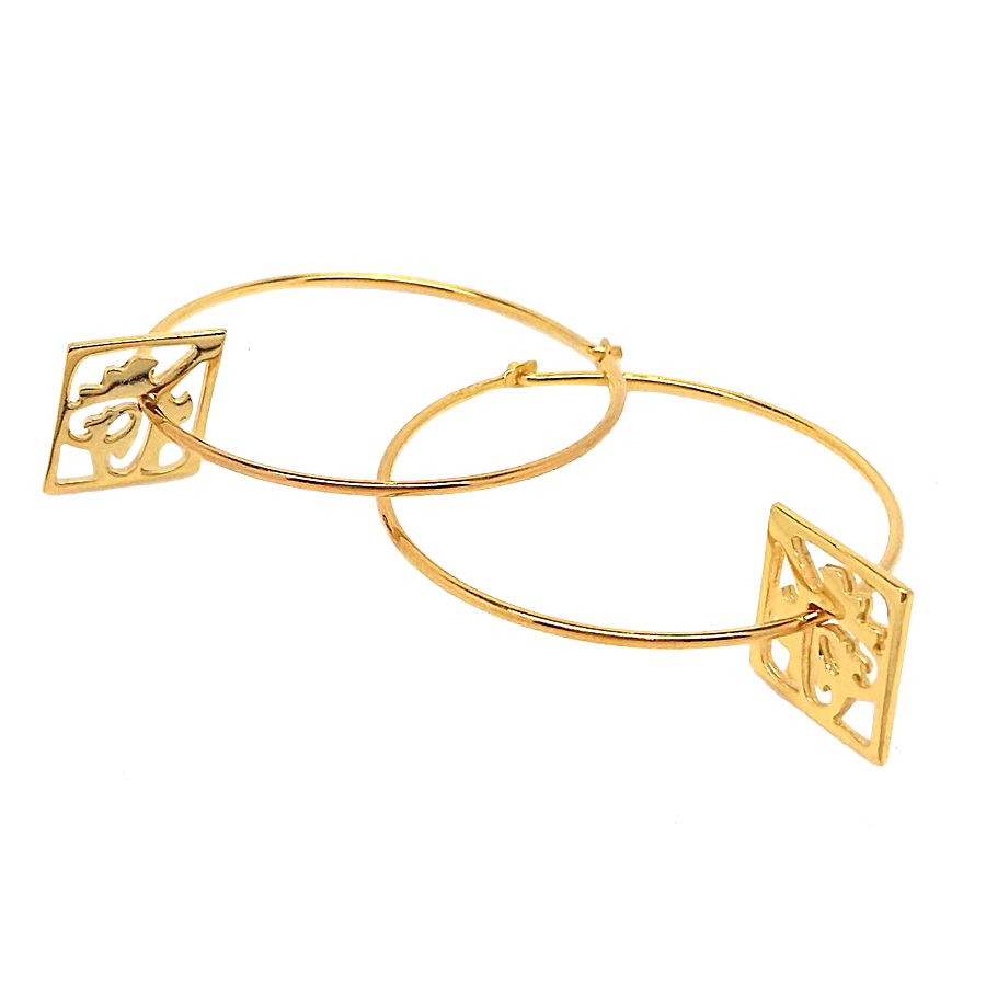 18ct Gold Vermeil Ace of Diamonds hoop earrings, handcrafted for elegance.