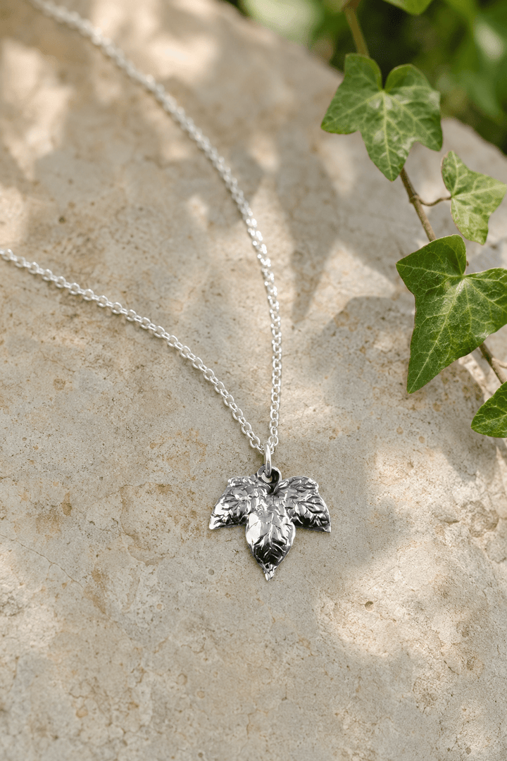 Oxidised Sterling Silver Ivy Leaf Necklace by Blackbird Jewellery | Handmade jewellery