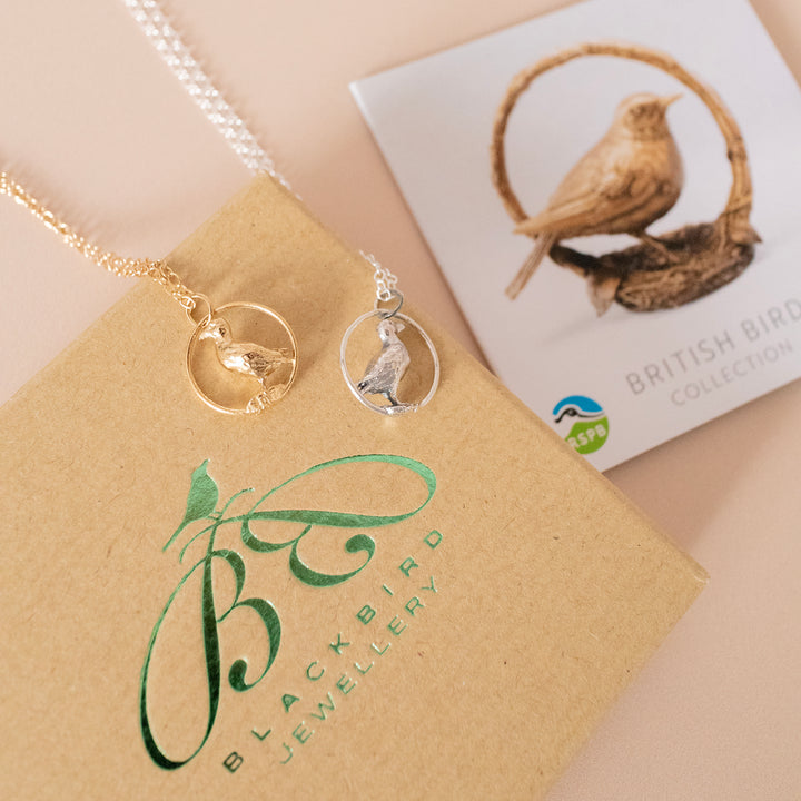 18ct Gold Vermeil Puffin in Hoop Necklace
