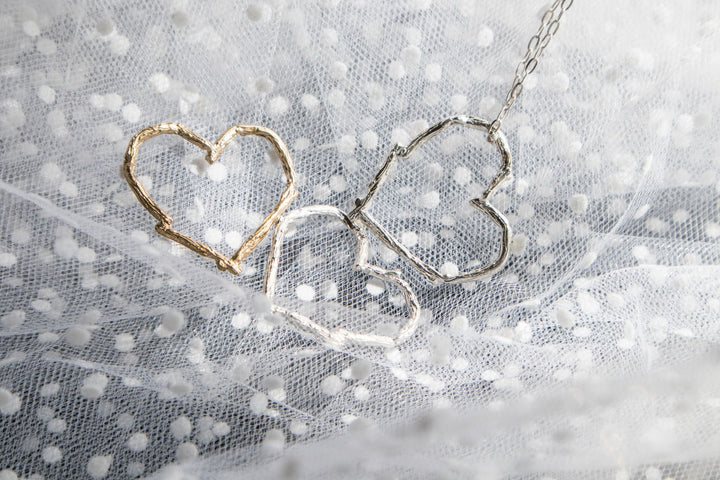 Twig Heart Charm Sterling Silver