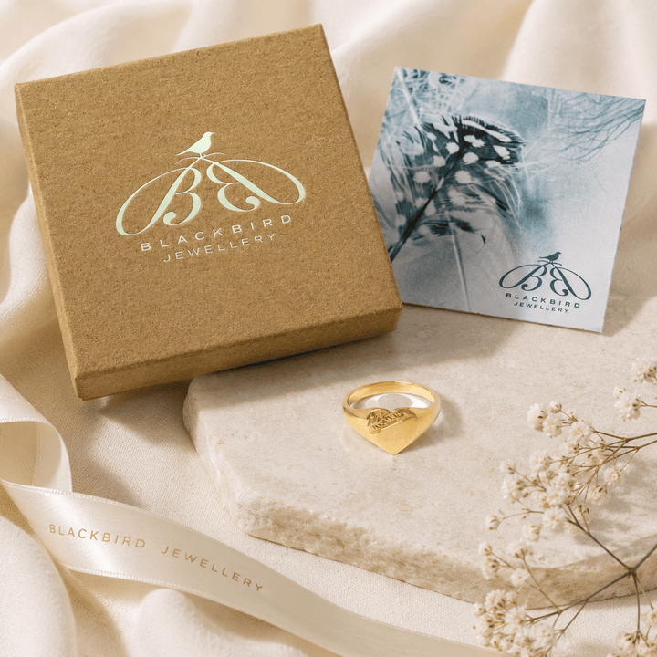 18ct Gold Vermeil Heart Signet Ring by Blackbird Jewellery | Handmade jewellery