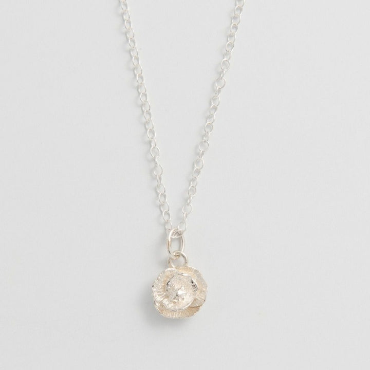 Sterling Silver Poppy Flower Necklace