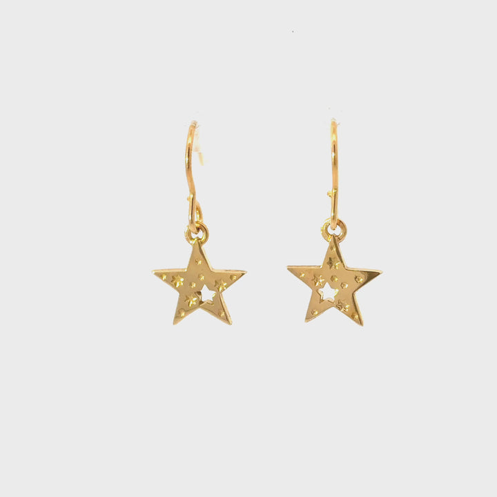 18ct Gold Vermeil Sparkle Star Drop Earrings