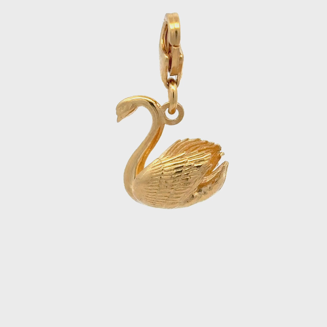 18ct Gold Vermeil Swan Clip-On Charm
